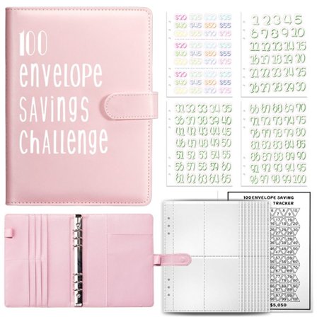 Envelope Challenge Binder Säästökirja VAALUNpunainen