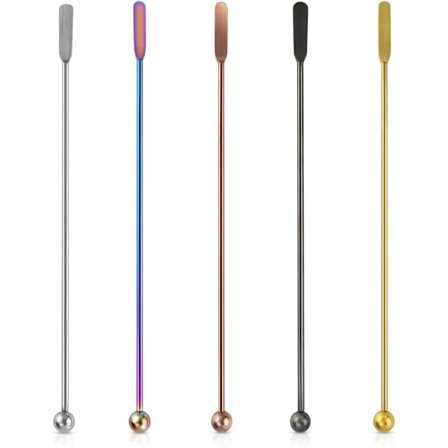 Kaffepinde Rustfrit Stål Swizzle Stick Genanvendelige Metalomrørere Cocktail Kaffe Drik Omrører Ske Drik Cocktail Omrører Rør med Lille R