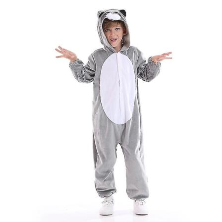 Djurpyjamas Bodysuit Barn Bunny Romper Kostym Dalmatiner Räv Djur Onesies Carnival Djurhuva Silver