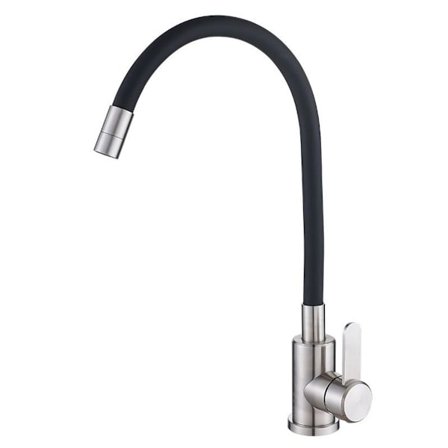 Flexibel kökskran, 360° roterande diskho-kran med böjbar enkel spak sili
