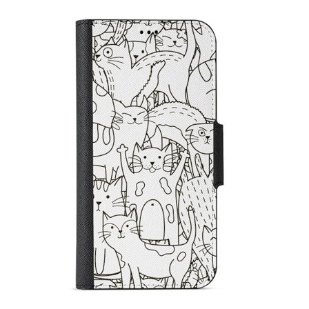 Naive iPhone SE (2020) Plånboksfodral - Cat Doodles