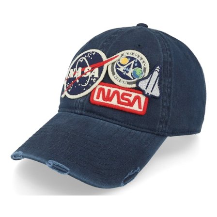 American Needle - Blauw unconstructed Cap - Nasa Iconic Navy Dad Cap @ Hatstore