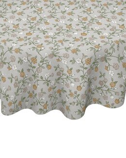 Voksdug rund med små blomster 140 cm Ø Hør - Linea