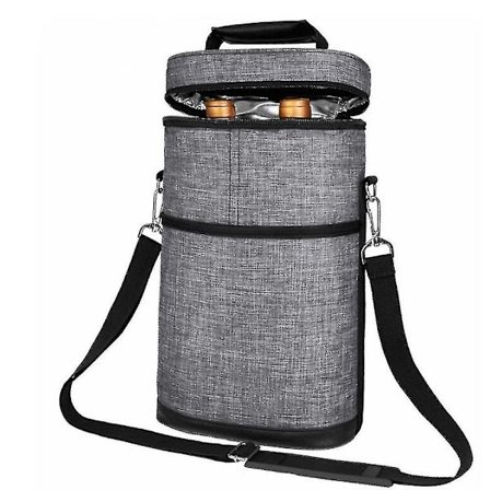 Isolerad vinbärare med 2 flaskor | Vadderad vinkylväska för resepicknick Byob | Bärbar vinväska med axelrem och bärhandtag, Wine Gi