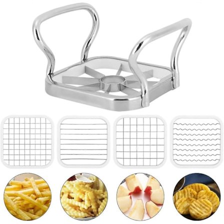 Kartoffelskærer - Rustfrit stål 5 i 1 Frugtskærer Pommes Frites Grøntsagsskærer Chips Skærer til Kartofler Køkkenredskaber