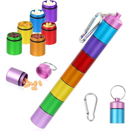 Lille Rejse Pilleæske til Daglig Brug med 7 Rum, Pilleæske med Metal Lommer, Vandtæt Forsegling