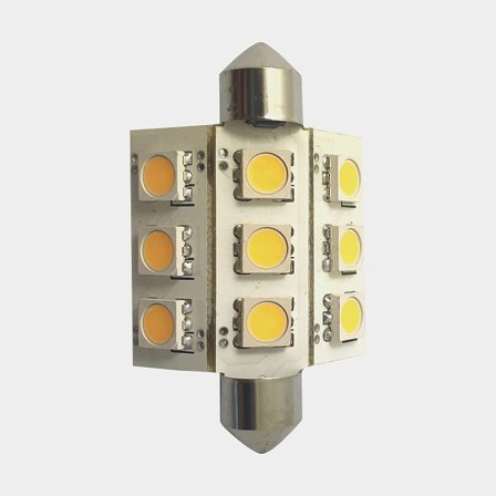 LED-lampa 1852-Marine, 10 - 36 V DC, 2 W, Ø26 x 42 mm, spol / pinol, med varmvitt sken, 2-pack