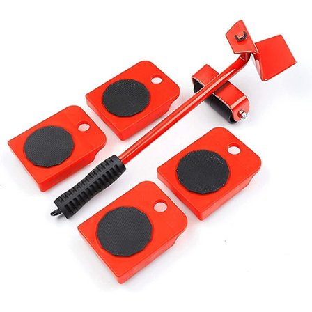 Set med 5 möbeltransport hjul - 4 möbelhjul och 1 domkraft - Lastkapacitet 150 kg vardera