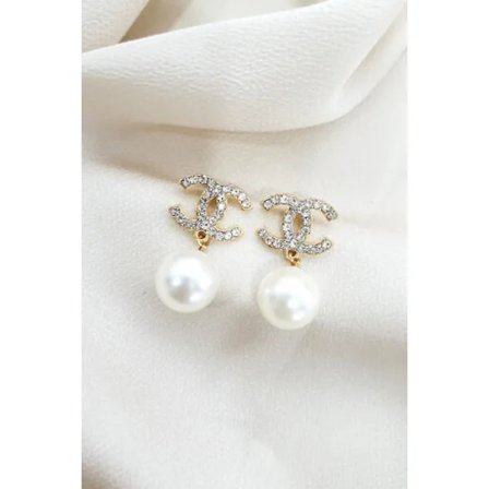Mote øredobber smykker perle stein Chan øredobber gull