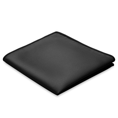 Czarna poszetka rypsowa dla mężczyzn - Jednokolorowe poszetki