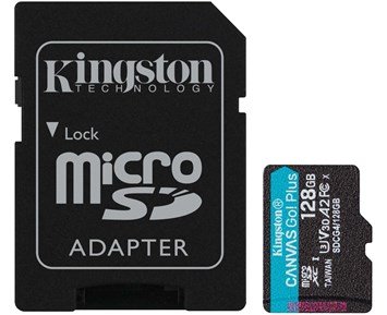 Kingston 128GB microSDXC Canvas Go Plus Gen4 200MB/s A2 U3 V30 Card + Adapter - 128 GB Canvas Go! Plus microSDXC-minneskort