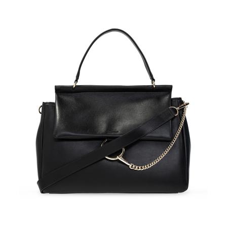 Chloé, Faye Large shoulder bag Zwart, Dames, Maat:ONE Size,leer