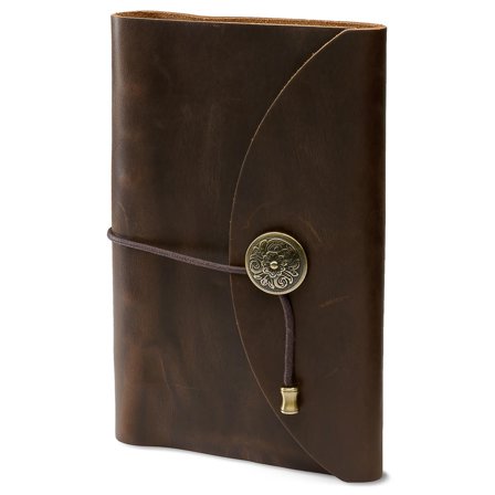 Notebook | Dark Brown Leather | Flower Clasp for Men - Gifts for brothers