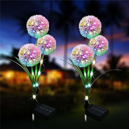 2 stk. Solcelledandelionslys Udendørs Have RGB Dekoration