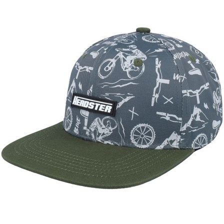 Headster - Grå snapback Keps - Kids Gnarly Ride Charcoal/Olive Snapback @ Hatstore