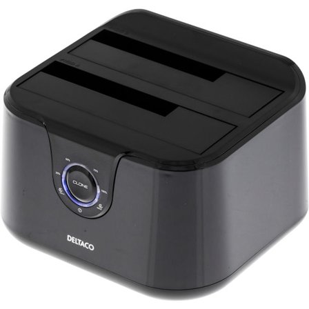 USB 5 Gbit/s HDD dockning, kloning, 2x 2,5/3,5" SATA, svart