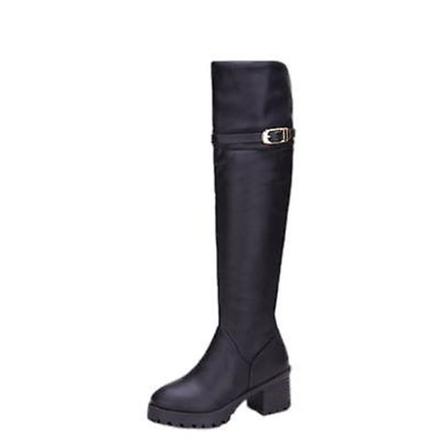 Nya Tall All-match Over The Knee Boots Läderstövlar Black 38
