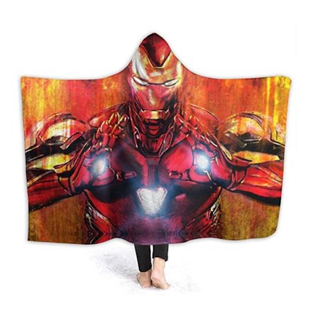 Plush Filt Pläd med Huva Ironman 150 cm x ca 125 cm