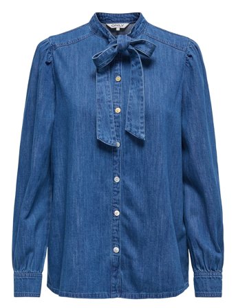 Onlakira Ls Bow Dnm Shirt Qyt Blue ONLY