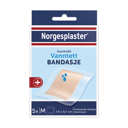 Norgesplaster Scankvikk vanntett bandasje, 7.9 cm x 9.7 cm, 5 stk.