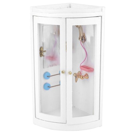 1:12 Miniatyrhus i tre, baderom med dusj, modell for dukker