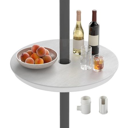 COSTWAY 50 cm Rundt Bord til Parasol med 38/48 mm Justerbar Udendørs - Bærbar og Let, til Pool, Strand, Have Hvid