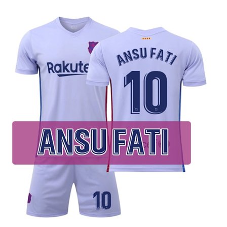 Fotballdrakt Barcelona Borte 21-22 Nr. 10 Messi Nr. 25 Aubameyang 21 De Jong 9 Depay Fati