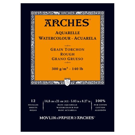 Arches Papier pour aquarelle Rough 300g A5 12 feuilles