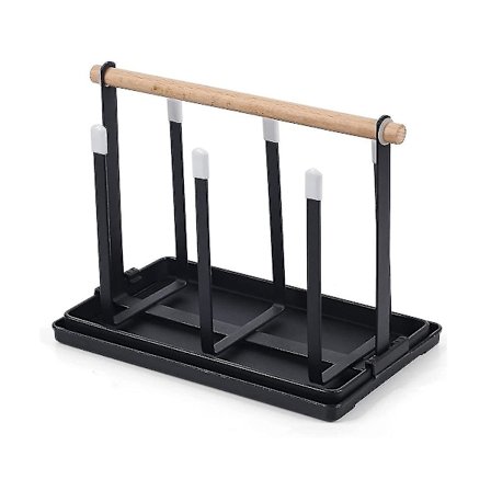 Holder, opvaskestativ Flasker, 6 Stativ, Metal Kopholder Med Bakke Og Tørrestativ Til Flasker Og Kopper Zekai