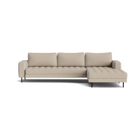 Rouge XL Chaiselong Sofa, Højrevendt - Basel Beige - 310x185x89cm - Bred Chaiselong til 2 Personer, Vendbare Hynder & Pulverlakeret Metalben