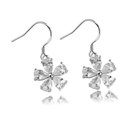Rene Hvide Kobber Krystal Zirkon Blomster Øreringe Til Kvinder L