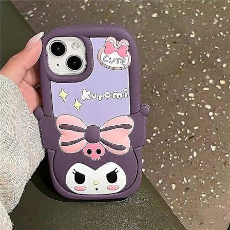 Tegneserie 3D Sanrio Kuromi Silikone Blød Telefon Cover til iPhone 14 13 12 11 Pro Max 14 Pro Anti-fald Bagside Cover Pige