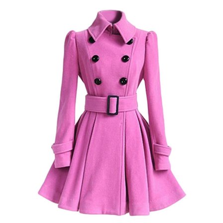 "Dam Vinterjackor Dubbelknäppt Elegant Vintage Mode Filt Trenchcoat"