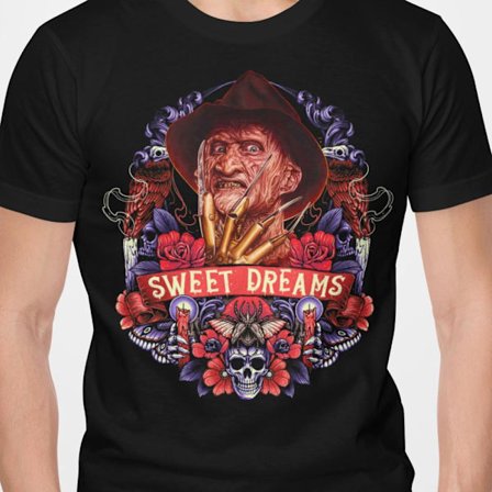 Svart skräckfilm t-shirt Freddy Krueger - sweet dreams