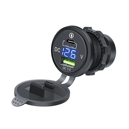 Snabb Billaddare med Spänningsdisplay Blå