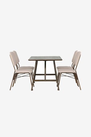 Venture Home - Matgrupp Kaseindon med 4st stolar Seda - Brun - Matgrupper - Från Homeroom