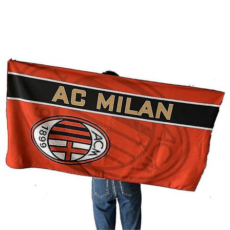 75*140cm Stor Badehåndklæde Fodbold AC Milan Print Rektangulært Badehåndklæde Strand Stor Håndklæde