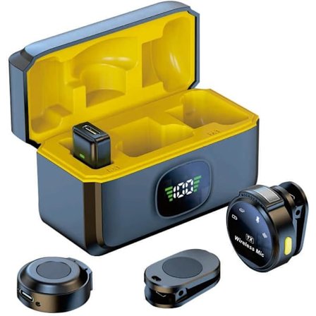 Uusin 2025 malli langaton Lavalier-rintamikrofoni iPhone 15 -sarjalle Android - Minipuhelinmikrofonit videotallennukseen - 2 klipsikiinnitystä