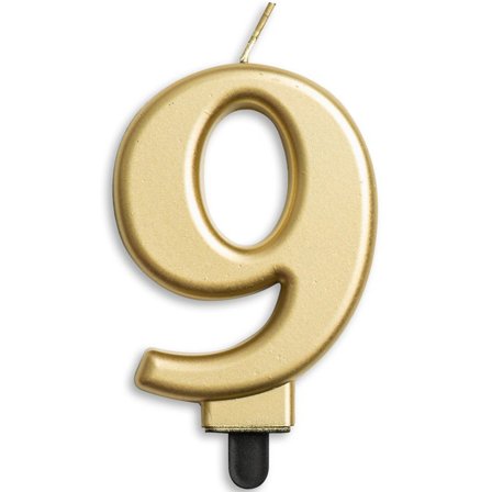 Kakkukynttilä numero kultainen metallinen "0-9" Numero 9