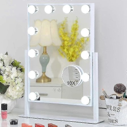 Hollywood Spejl 12 LED-pærer Hollywood Spejl, 3 Farvebelysningstilstande (kun pærer) 2025:e