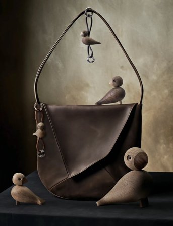 Kay Bojesen Fugl Guld Nøglering Med Naturlæder Eg - Brown - ONE SIZE