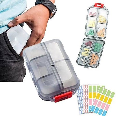 Med Wallet piller med etiketter, Medwallet pillerorganisatör, Med Wallet pillerfodral, Bärbar daglig pillerfodral, Medicin plånbok B