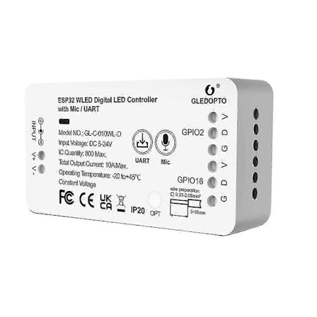ESP32 WLED LED-kontroller med mikrofon UART Nedlasting Dynamiske lysmoduser for LED-stripelys
