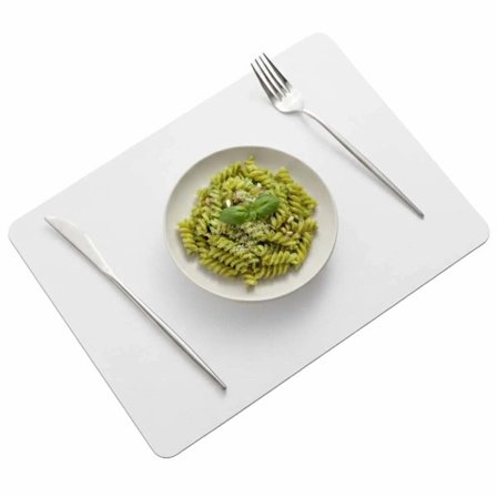 4-pakning Dekkebrikke i Kunstskinn Rektangulær Hvit 43x30cm