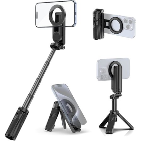 ULANZI JJ03 Magnetisk Tripod til Telefon med Fjernbetjening, 3-i-1 Selfie Stick Håndtag Greb 360° Rotation Udtrækkelig Stand til iPhone Andro