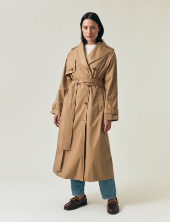 Lexington Clothing Oversized Cotton Trench Coat - Beige - XS