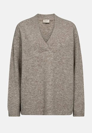 Freequent - Strikket, supermyk genser i beigemelert for damer i størrelse M (40) - Cellbes