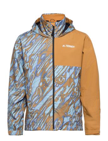 Terrex Mult Aop 2L Rain Jacket Brown Adidas Performance