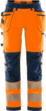 Fristads Herr Varsel Green hantverkarbyxa stretch 2644 GSTP, klass 2, Varsel Orange/Marinblå