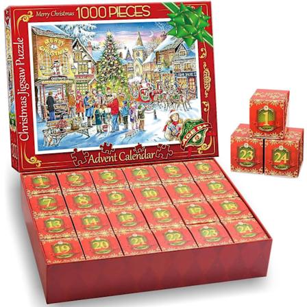 Julepuslespill, 1008 brikker julekalender, puslespill, 24 dager juleferiepuslespill A N